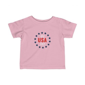 Kids T-Shirt Infant Fine Jersey Tee - USA 4th of July Circle of Stars