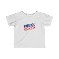 Kids T-Shirt Infant Fine Jersey Tee - USA Flag Free and Brave