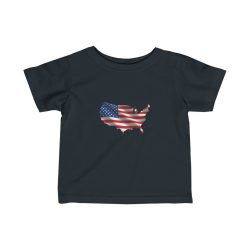 Kids T-Shirt Infant Fine Jersey Tee - USA Flag Map of United States