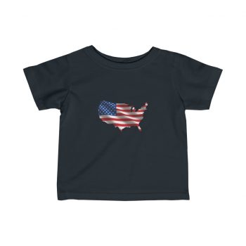 Kids T-Shirt Infant Fine Jersey Tee - USA Flag Map of United States