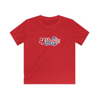 Kids T-Shirt Youth Softstyle - 4th of July USA Flag