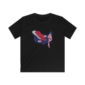 Kids T-Shirt Youth Softstyle - American Eagle USA Map Flag