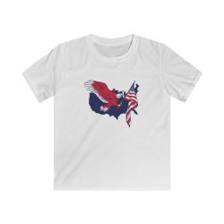 Kids T-Shirt Youth Softstyle - American Eagle USA Map Flag
