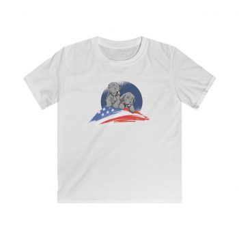 Kids T-Shirt Youth Softstyle - American Flag Dogs Puppies