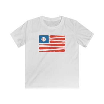 Kids T-Shirt Youth Softstyle - Baseball American Flag