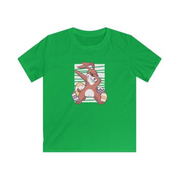 Kids T-Shirt Youth Softstyle - Dabbing Easter Bunny Eggs Rabbit