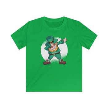 Kids T-Shirt Youth Softstyle - Dancing Leprechaun Dabbing St Patricks Day