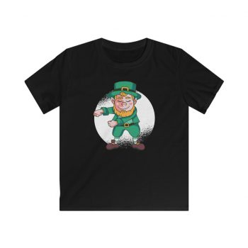 Kids T-Shirt Youth Softstyle - Dancing Leprechaun Flossing St Patricks Day