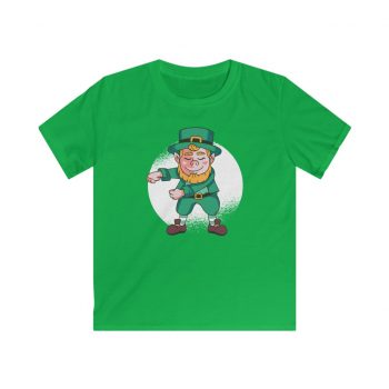 Kids T-Shirt Youth Softstyle - Dancing Leprechaun Flossing St Patricks Day