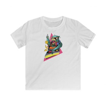 Kids T-Shirt Youth Softstyle - DJ Bear Colorful