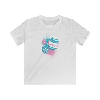 Kids T-Shirt Youth Softstyle - Easter Eggs Spray Painted Blue Pink White