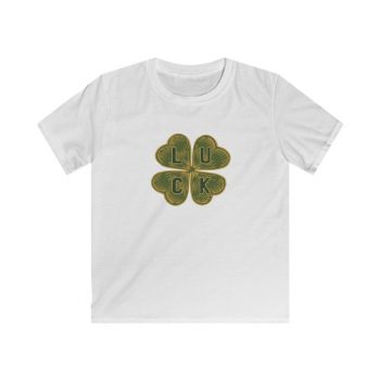 Kids T-Shirt Youth Softstyle - Four Leaf Clover Luck