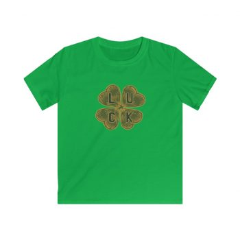 Kids T-Shirt Youth Softstyle - Four Leaf Clover Luck