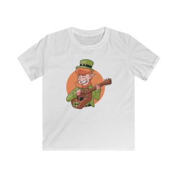 Kids T-Shirt Youth Softstyle - Guitarist Leprechaun St Partrick's Day