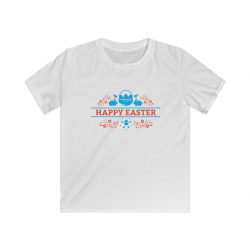 Kids T-Shirt Youth Softstyle - Happy Easter Bunny Eggs Red Blue