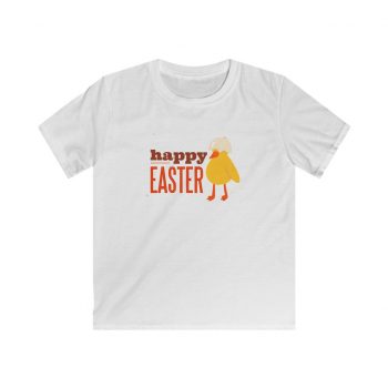 Kids T-Shirt Youth Softstyle - Happy Easter Chick With Egg