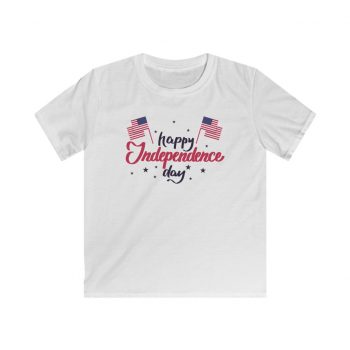 Kids T-Shirt Youth Softstyle - Happy Independence Day Flag Stars USA