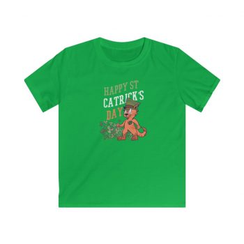 Kids T-Shirt Youth Softstyle - Happy St Catrick's Day Cat Clover