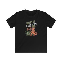 Kids T-Shirt Youth Softstyle - Happy St Catrick's Day Cat Clover