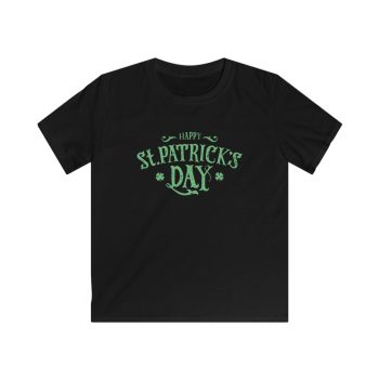 Kids T-Shirt Youth Softstyle - Happy St Patricks Day Green Lettering