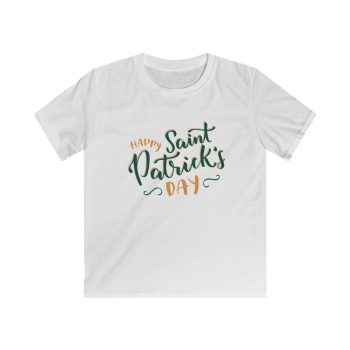 Kids T-Shirt Youth Softstyle - Happy St Patricks Day Orange Green