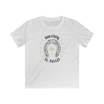 Kids T-Shirt Youth Softstyle - Have a Lucky St Patricks Day Horse Shoe Clover