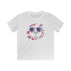 Kids T-Shirt Youth Softstyle - Pitbull Pit bull USA American Flag