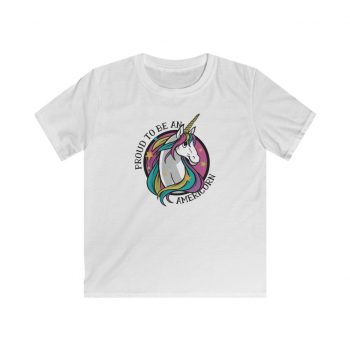 Kids T-Shirt Youth Softstyle - Proud To Be An Americorn - American Unicorn