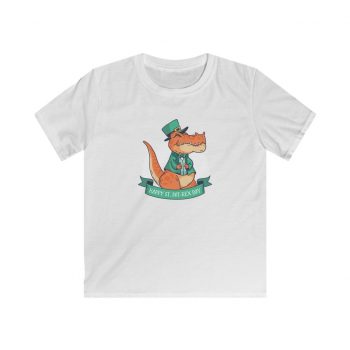 Kids T-Shirt Youth Softstyle - St Patrick Day T Rex Dinosaur