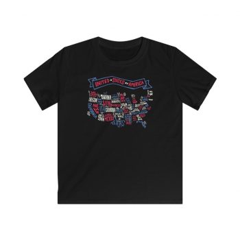 Kids T-Shirt Youth Softstyle - United States of America Text Map