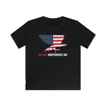 Kids T-Shirt Youth Softstyle - USA 4th July Independence Day American Eagle Flag