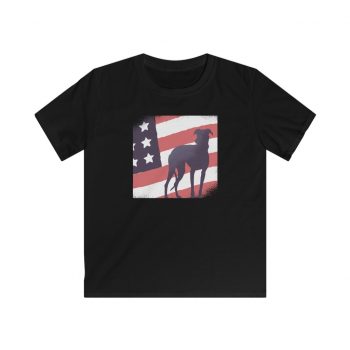 Kids T-Shirt Youth Softstyle - USA Flag Dog