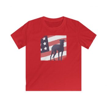 Kids T-Shirt Youth Softstyle - USA Flag Dog