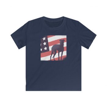 Kids T-Shirt Youth Softstyle - USA Flag Dog