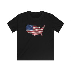 Kids T-Shirt Youth Softstyle - USA Flag Map of United States