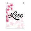 Poster Wall Art Portrait Print - Love - Watercolor Hot Bright Pink Flowers