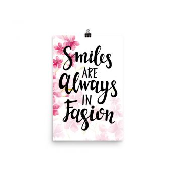 Poster Wall Art Portrait Print - Smiles Are Always in Fashion - Watercolor Hot Bright Pink Flowers