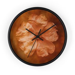 Wall Clock Flower Art Print Old Antique Vintage Botanical Tan Beige Brown