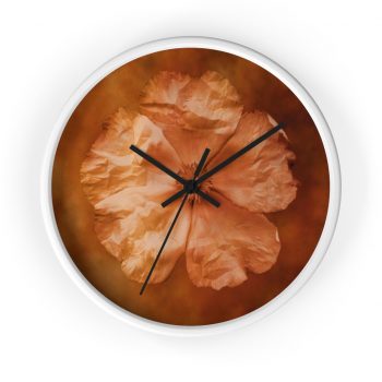 Wall Clock Flower Art Print Old Antique Vintage Botanical Tan Beige Brown