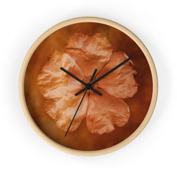 Wall Clock Flower Art Print Old Antique Vintage Botanical Tan Beige Brown