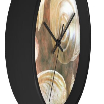 Wall Clock Sea Shells Seashells Ocean Grey Silver Beige Sand Art Print Old Antique Vintage