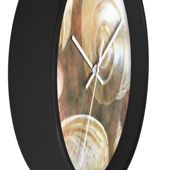 Wall Clock Sea Shells Seashells Ocean Grey Silver Beige Sand Art Print Old Antique Vintage