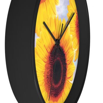 Wall Clock Sunflowers Flower Art Print Old Antique Vintage Blue Yellow Brown