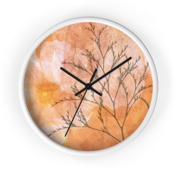 Wall Clock Wheat Field Flowers Print Beige Landscape Nature Art Print Old Antique Vintage