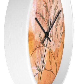 Wall Clock Wheat Field Flowers Print Beige Landscape Nature Art Print Old Antique Vintage