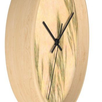 Wall Clock Wheat Field Green Beige Landscape Nature Art Print Old Antique Vintage