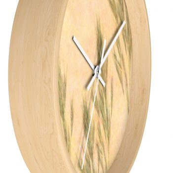 Wall Clock Wheat Field Green Beige Landscape Nature Art Print Old Antique Vintage