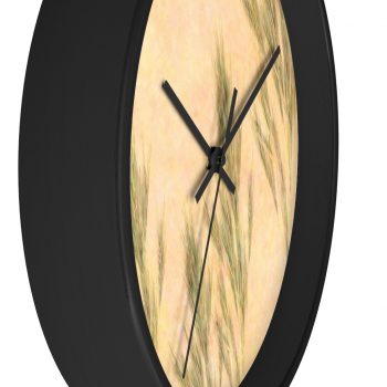 Wall Clock Wheat Field Green Beige Landscape Nature Art Print Old Antique Vintage