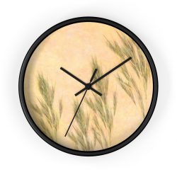 Wall Clock Wheat Field Green Beige Landscape Nature Art Print Old Antique Vintage