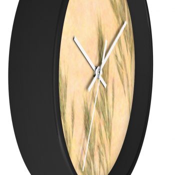 Wall Clock Wheat Field Green Beige Landscape Nature Art Print Old Antique Vintage